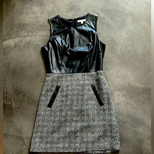 Banana Republic ~ Sleeveless faux leather lined mini dress with front pockets.